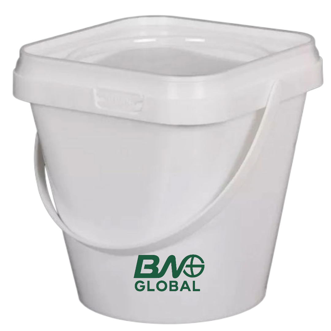 White bucket with BW Global logo on a white background