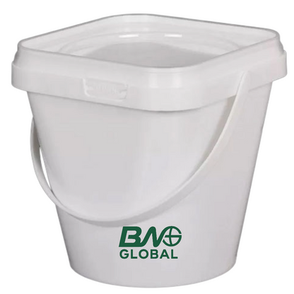 White bucket with BW Global logo on a white background