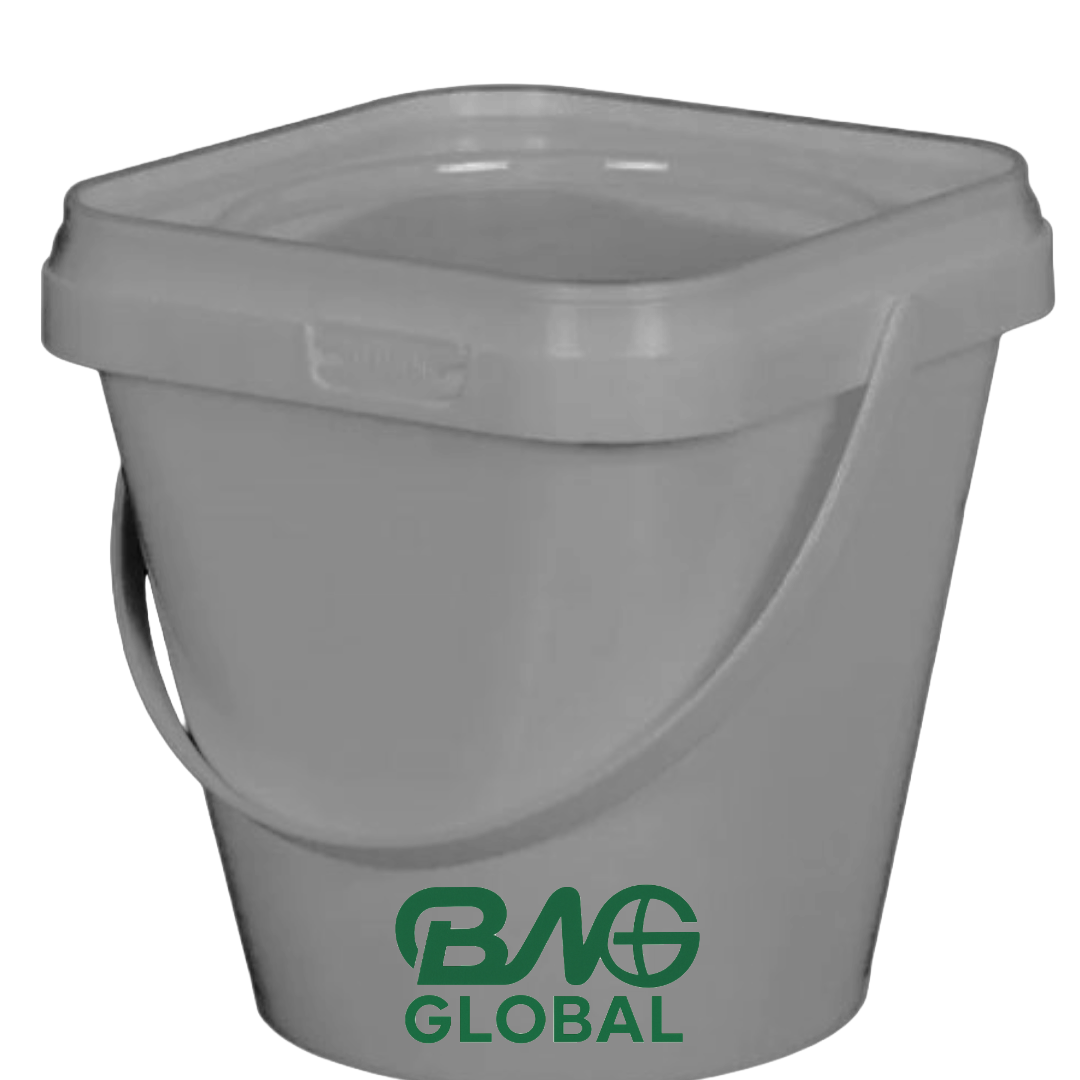 Black bucket with 'B&W Global' logo on a white background